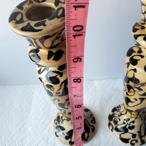 Candlesticks Hand Painted Signed Noble Vintage Porcelain. 10in tall. - Picture 5 of 6